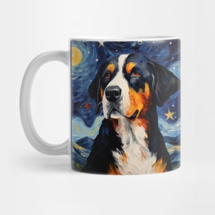 Swiss Mountain Dog portrait Starry Night Mug